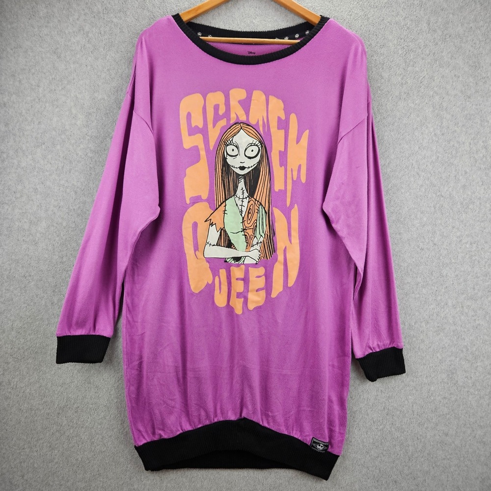 DISNEY Nightmare Before Christmas M Purple Sally Scream Queen Sleep Shirt Goth